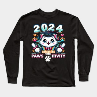 GRADUATING WITH PAWSITIVITY - GRADUATION DAY FUNNY CELEBRATION Long Sleeve T-Shirt